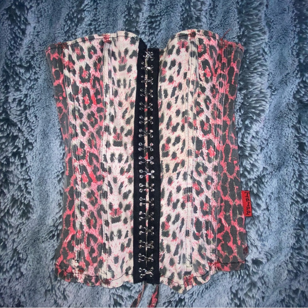 Vintage Tripp NYC Leopard Pink n Black Corset